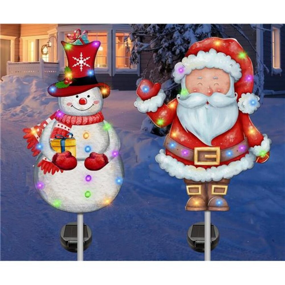 Christmas Decor Outdoor, Christmas Garden Stake Lights, 41 Inches Metal Snowman